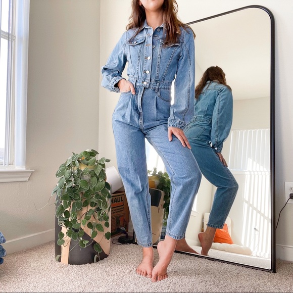 Structured Denim Jumpsuit - Picture 1 of 8